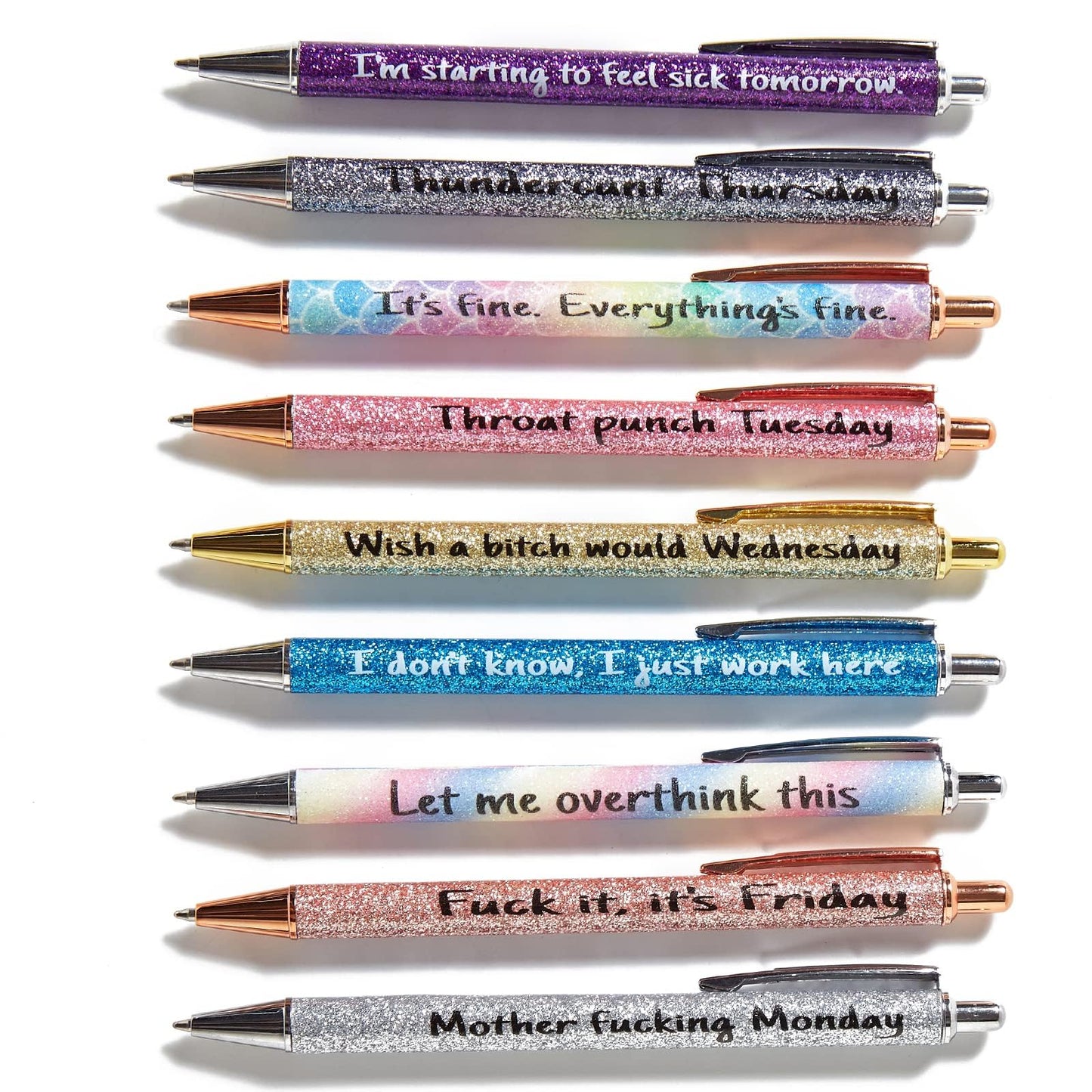 HLPHA 9PCS funny pens for adults,novelty sarcastic snarky office pens ballpoint,Swear Dirty Cuss Word black Supplies with sayings