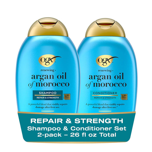 OGX_Renewing_+_Argan_Oil_of_Morocco_Shampoo_&_Conditioner_Set,_Damage_Repairing_Shampoo_&_Conditioner_Helps_Strengthen_&_Repair_Dry,_Damaged_Hair,_Sulfate-Free_Surfactants,_13_fl._Oz,_2_Pack
