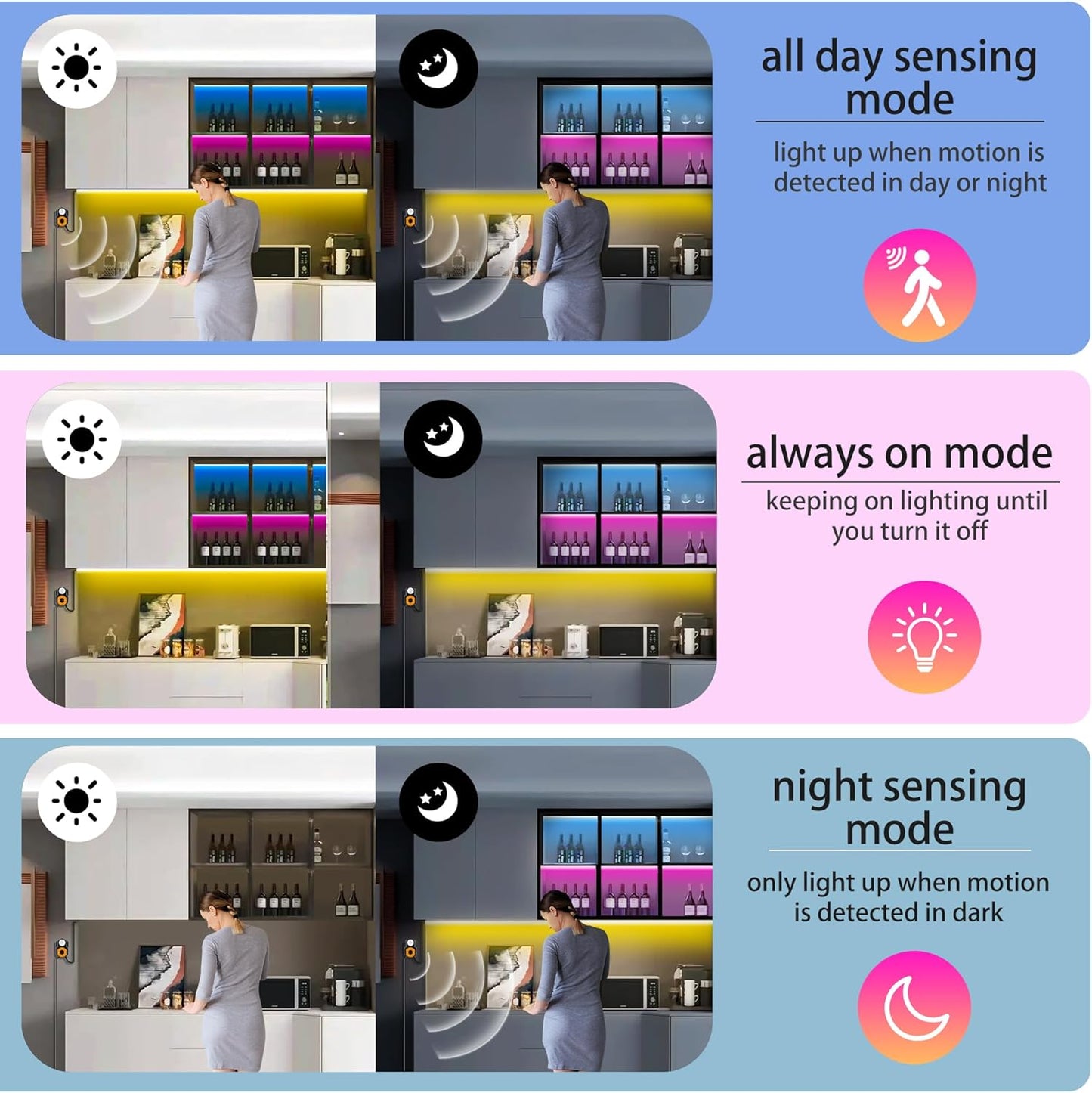 Motion_Sensor_LED_Light_Strip_9.84ft/19.68ft_Under_Bed_Lights,_RGB_3_Mode_Motion_Activated_Bed_Light_with_Music_Sync_and_Timer,_Dimmable_Color_Changing_LED_Lights