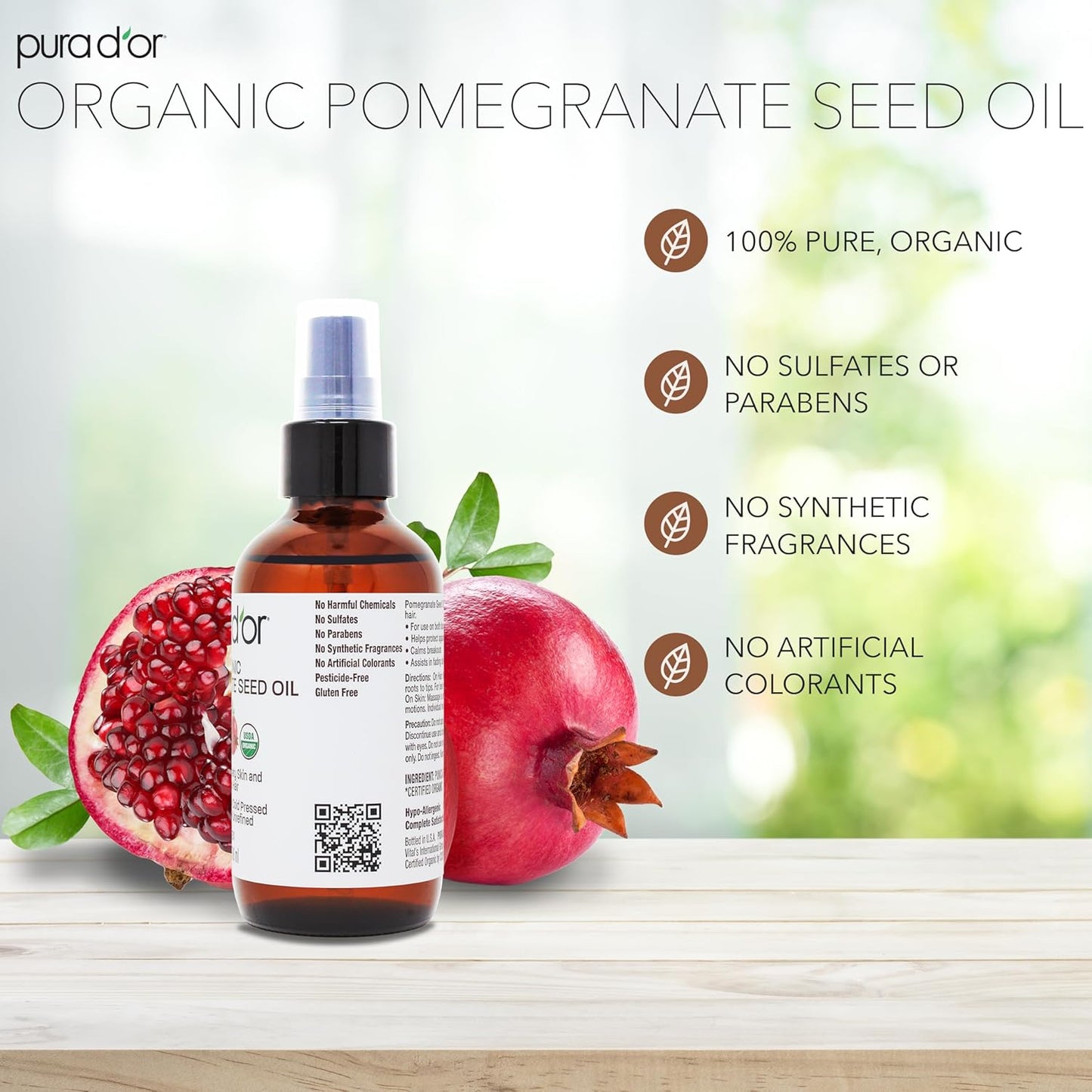 PURA_D'OR_4_Oz_ORGANIC_Pomegranate_Oil_-_100%_Pure_USDA_Certified_Premium_Grade,_Cold_Pressed_Body_Oil_-_Rich_in_Antioxidants_-_Face_and_Skin_-_Hair_Moisturizer_For_Men_and_Women