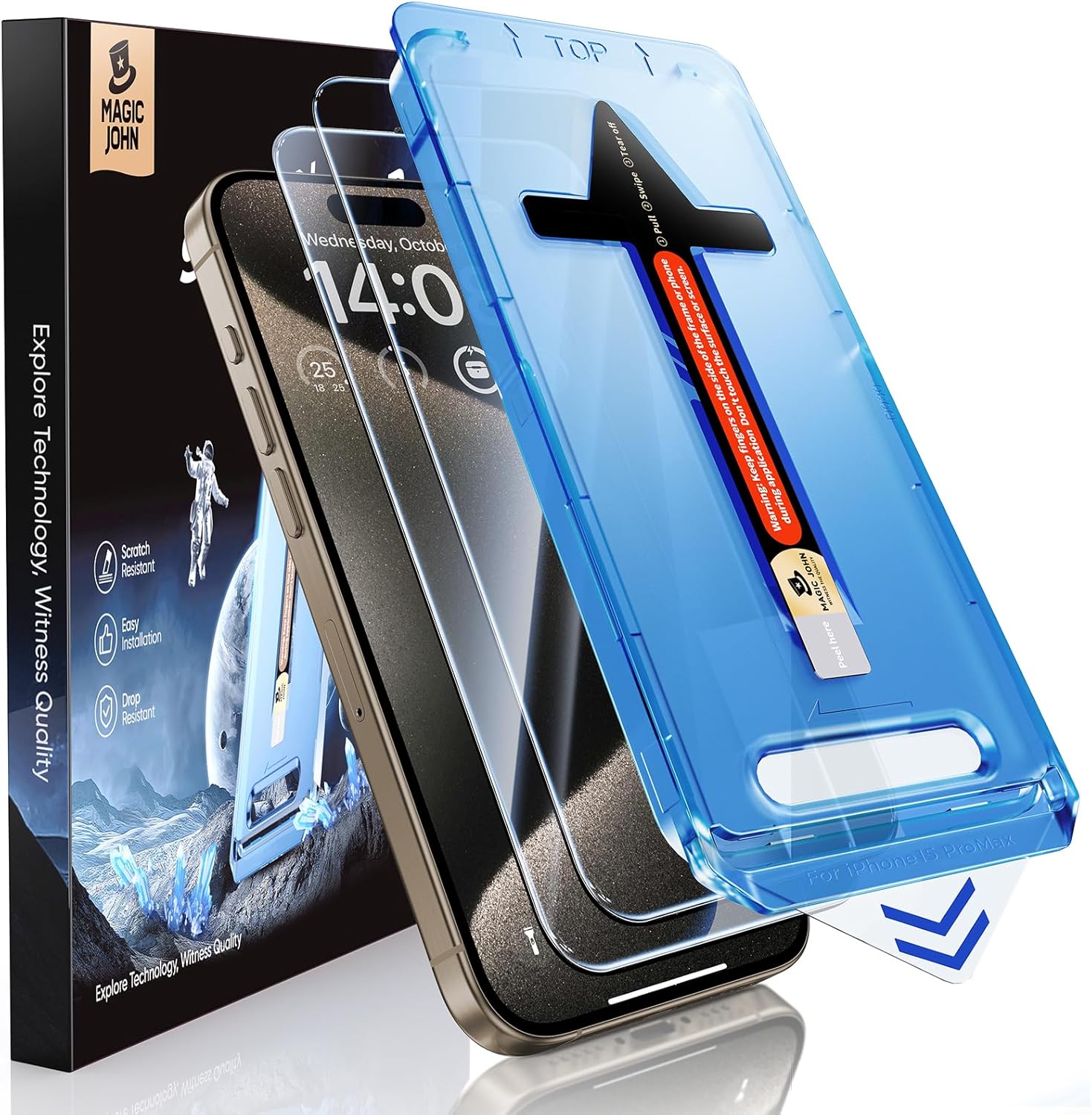 MAGIC_JOHN_2_Pack_for_iPhone_15_Pro_Max_6.7_inch_Tempered_Glass_Screen_Protector,_Auto_Dust-Elimination_Installation,_Bubble_Free,_Dynamic_Island_Compatible,_HD_Clear,_Easy_Installation