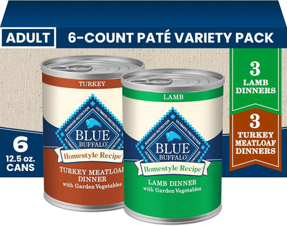 Blue_Buffalo_Homestyle_Recipe_Wet_Dog_Food_Pate_Variety_Pack,_Turkey_Meatloaf_Dinner_&_Lamb_Dinner_with_Garden_Vegetables,_Made_with_Natural_Ingredients,_12.5-oz._Can_(6_Count,_3_of_Each)