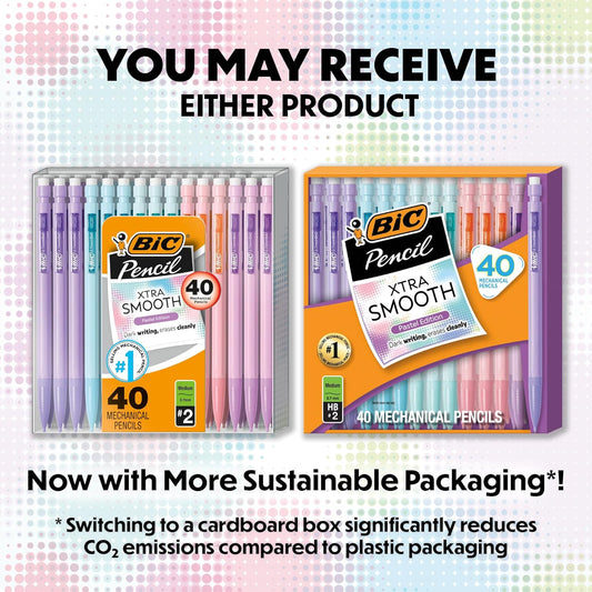 BIC_Xtra-Smooth_Pastel_Mechanical_Pencils_with_Erasers,_Medium_Point_(0.7_mm),_Bulk_School_Supplies_for_Students_and_Teachers,_40-Count_Pack