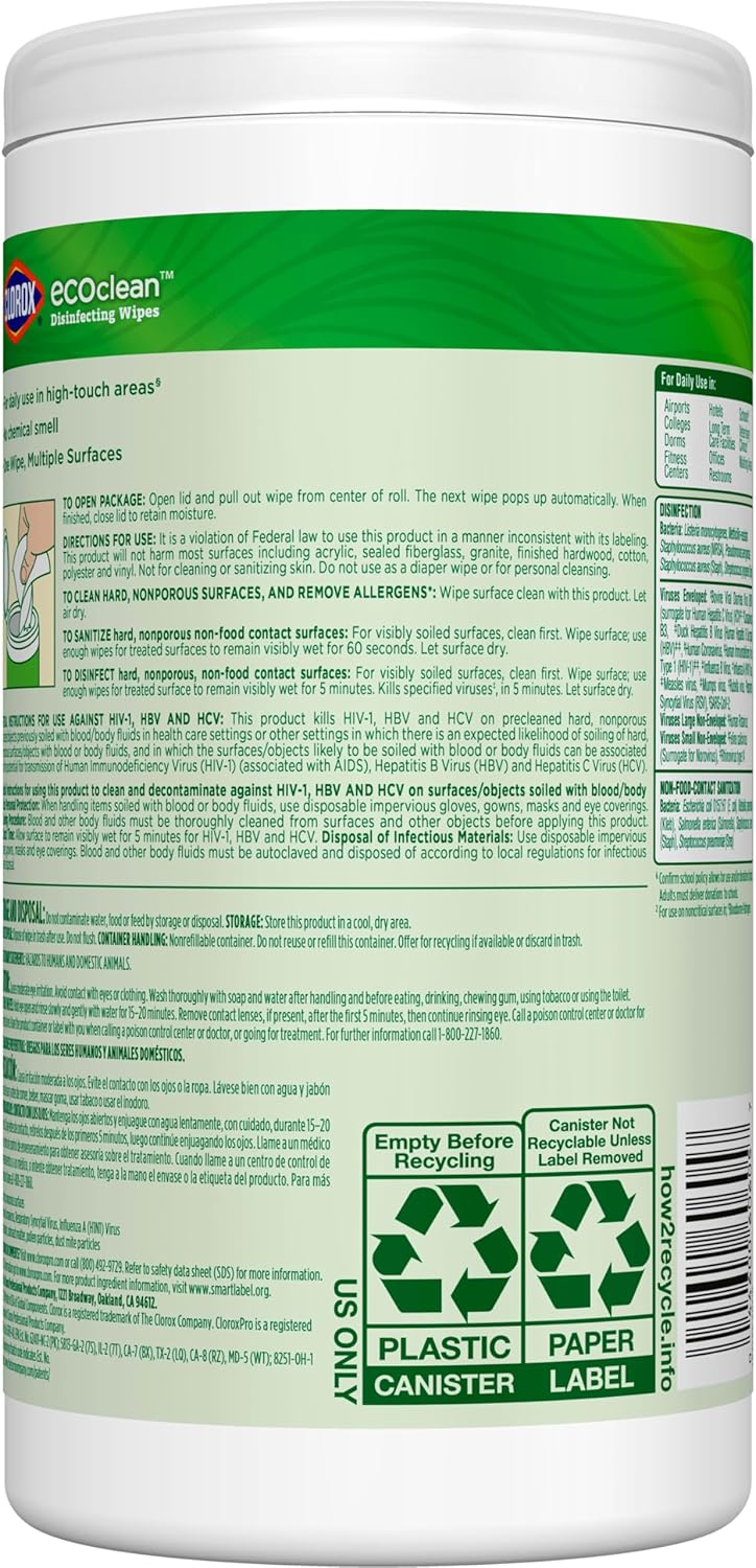 CloroxPro_Clorox_EcoClean_Disinfecting_Wipes,_Multipurpose_100%_Plant_Based_Cleaning_Cloths,_Antibacterial_Disinfectant,_Safe_for_Multi_Surface_Use,_75_Count