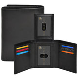 Real Leather Trifold Wallet for Men RFID Slim Wallet with 9 Credit Card Holder and 2 ID Compartment Gift