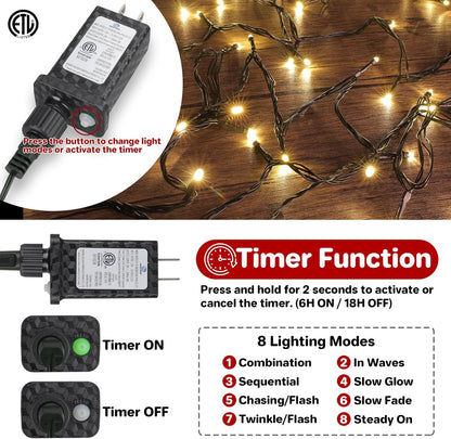 Christmas_Lights_Outdoor_100LED_33FT,_Green_Wire_Connectable_Christmas_String_Lights_|_8_Modes_Twinkle_Fairy_Lights_Plug_in_with_Timer,_for_Indoor_Outside_Xmas_Trees_Garden_Party,_Warm_White