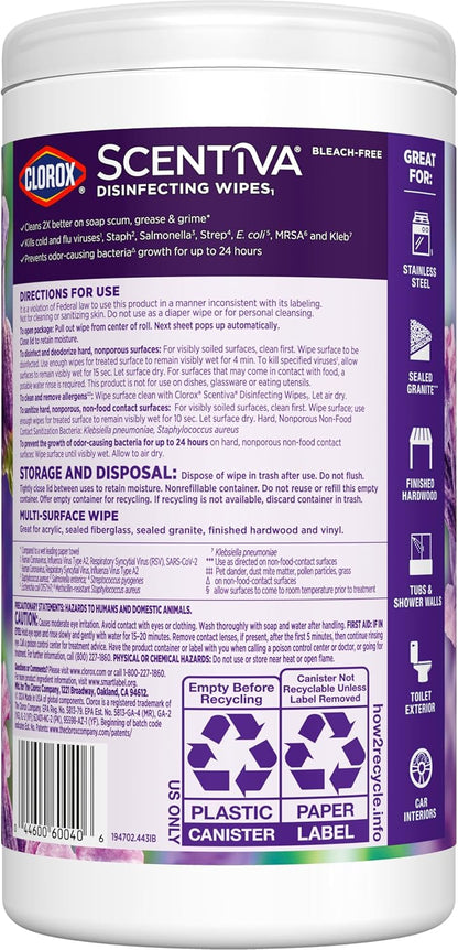 Clorox_Scentiva_Disinfecting_Wipes,_Lavender_and_Jasmine,_Antibacterial,_75_Count