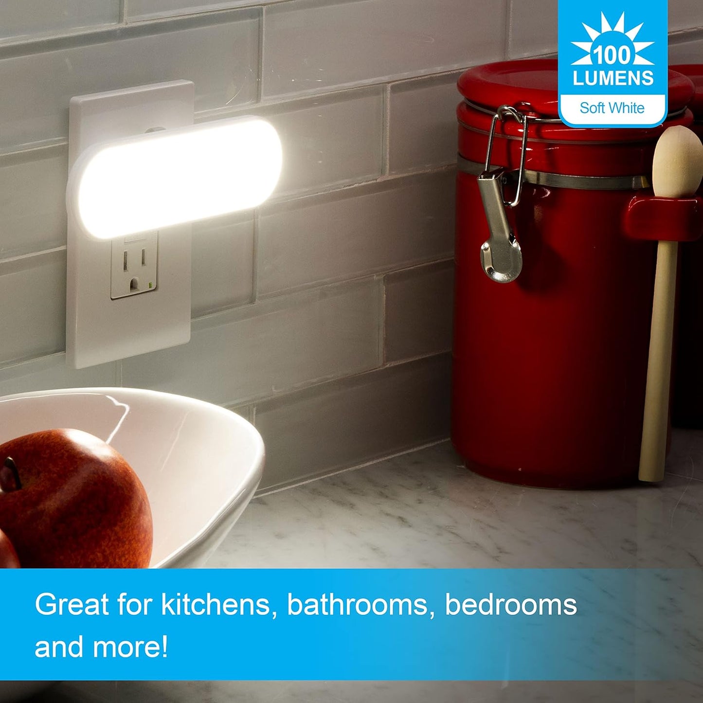 GE_Ultrabrite_LED_Light_Bar_Night_Lights_Plug_Into_Wall_Room_Decor_Ambient_Lighting_Dusk_to_Dawn_Sensor_Bright_Nightlight,_White,_100_Lumens,_2_Pack