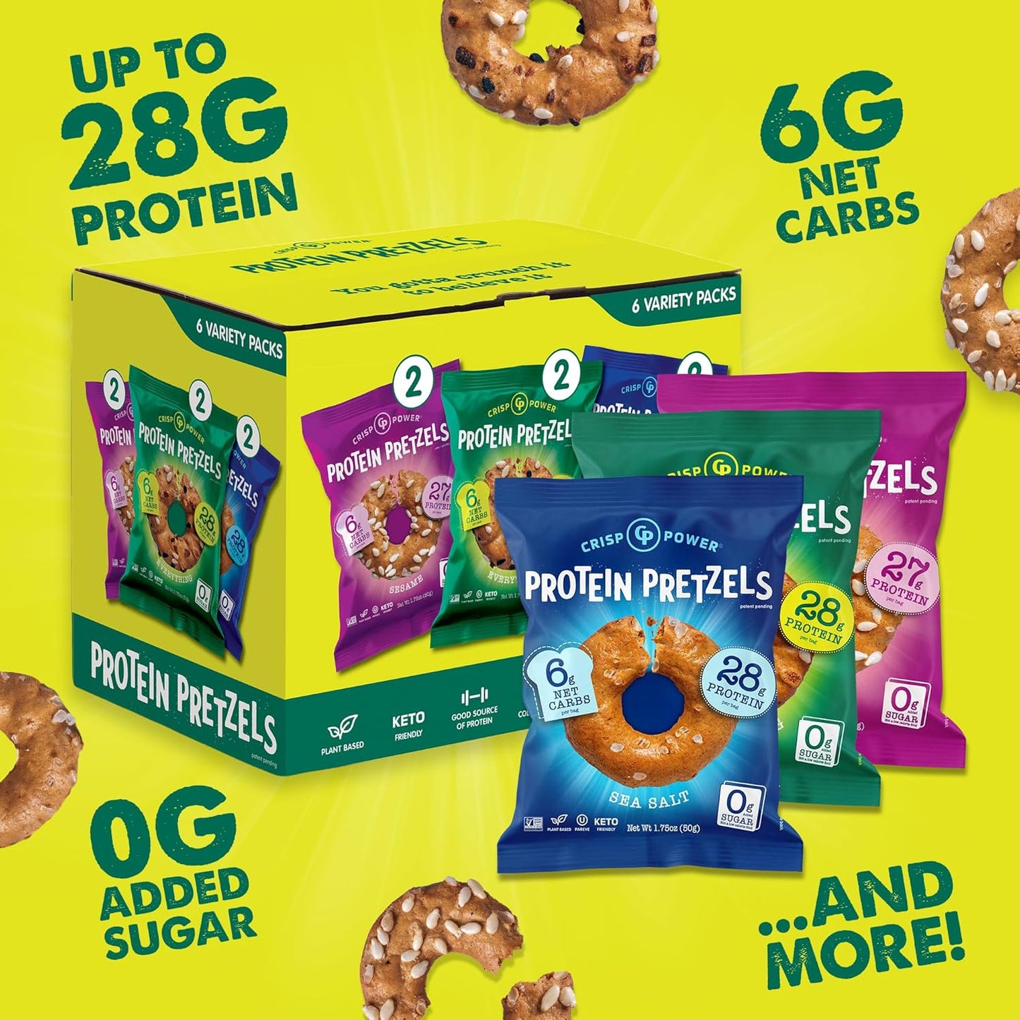 CRISP_POWER_Protein_Pretzels,_Variety_Pack_With_Sea_Salt,_Sesame,_&_Everything,_Up_To_28G_Protein,_High_Protein_Snack,_High_Fiber,_Low_Carb_Crunchy_Pretzel_Snacks,_No_Added_Sugar,_1.75_oz_Bags,_6_Pack,_Vegan,_Keto