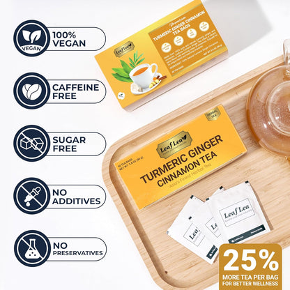 LeafLea_40_Turmeric_Ginger_Cinnamon_Tea_Bags,_100%_Natural_Ingredients_Herbal_Tea,_Turmeric_Ginger_Herbal_Blend_for_Wellness,_Vegan,_No_Sugar,_Caffeine-Free,_Individually_Wrapped_for_Freshness