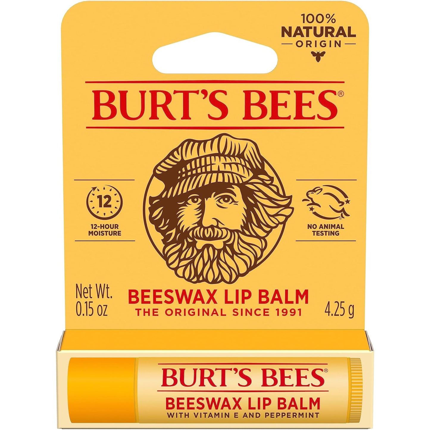 Burt's_Bees_100%_Natural_Moisturizing_Lip_Balm,_Original_Beeswax_with_Vitamin_E_&_Peppermint_Oil,_0.15_Oz