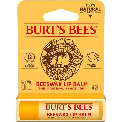 Burt's_Bees_100%_Natural_Moisturizing_Lip_Balm,_Original_Beeswax_with_Vitamin_E_&_Peppermint_Oil,_0.15_Oz