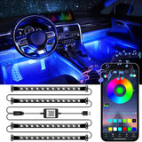 LivTee Accent Interior Car Lights, Smart Car Interior Lights with App Control, RGB LED Lights with Music Mode and DIY Mode, 2 Lines Design LED Lights for Cars with Charger, Car Accessories for Women Men