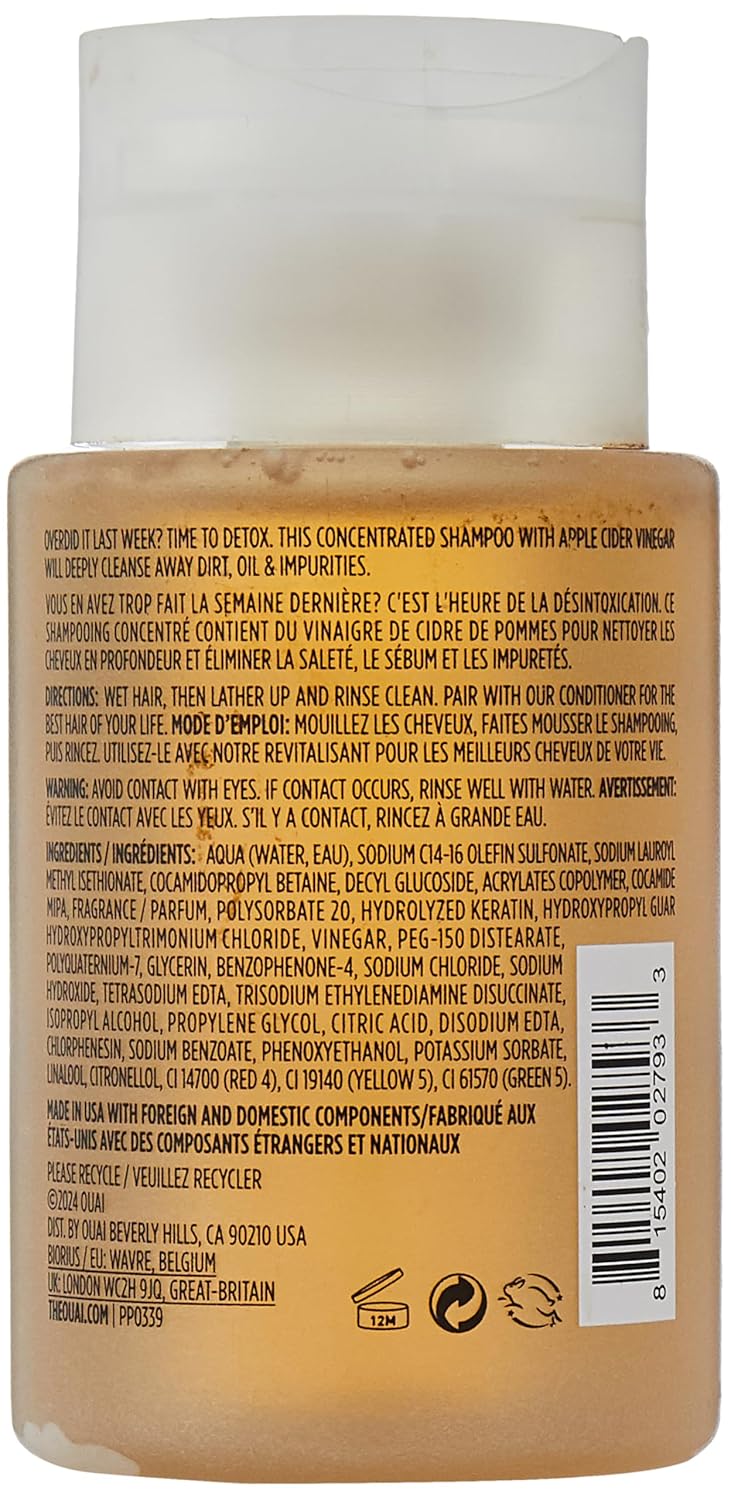 OUAI_Detox_Shampoo_Travel_Size_-_Clarifying_Shampoo_for_Build_Up,_Dirt,_Oil,_Product_and_Hard_Water_-_Apple_Cider_Vinegar_&_Keratin_for_Clean,_Refreshed_Hair_-_Sulfate-Free_Hair_Care_(3_oz)