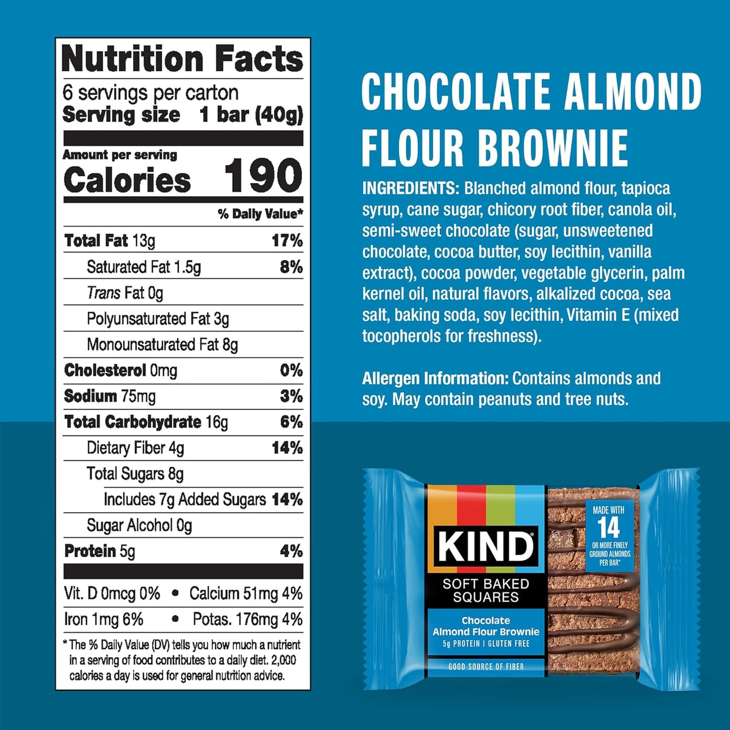 KIND_Soft_Baked_Squares,_Chocolate_Almond_Flour_Brownie,_Gluten_Free,_Healthy_Snack_Bars,_5g_Protein,_6_Count