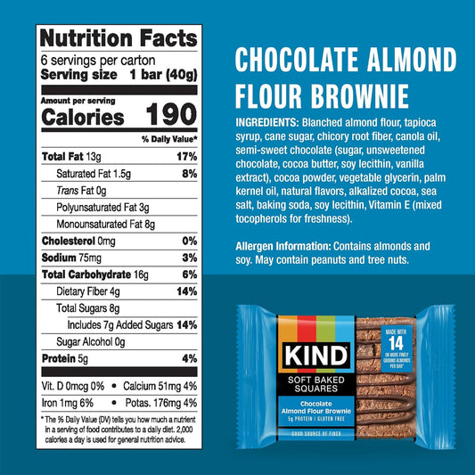 KIND_Soft_Baked_Squares,_Chocolate_Almond_Flour_Brownie,_Gluten_Free,_Healthy_Snack_Bars,_5g_Protein,_6_Count