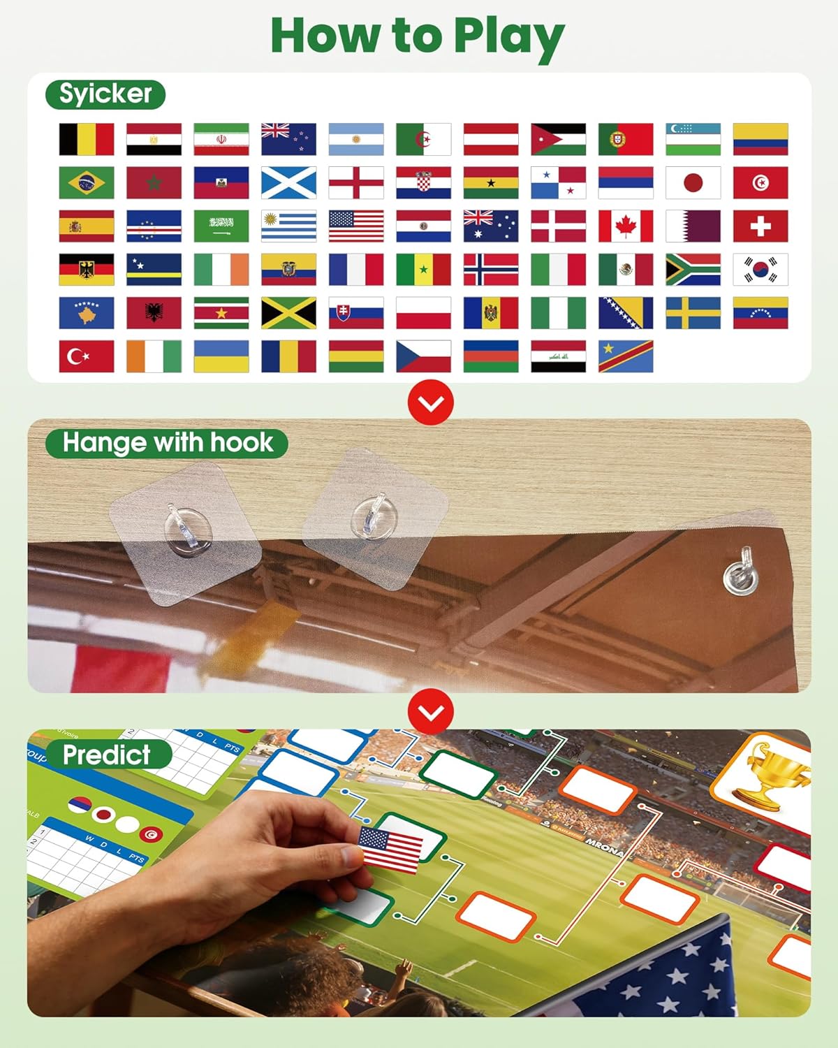 GAMSOD_2026_World_Cup_Schedule_Poster_–_39x59_Inches_Tournament_Bracket_Wall_Chart_with_Reusable_National_Flags_Sticker&_Hooks,_DIY_Predict_Game_Results,_Great_Soccer_Fan_Gift_for_Game_Day_Party