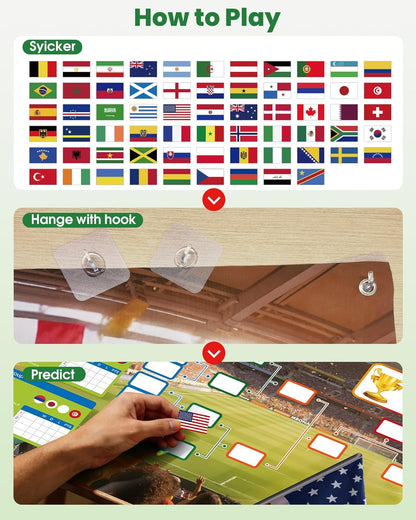 GAMSOD_2026_World_Cup_Schedule_Poster_–_39x59_Inches_Tournament_Bracket_Wall_Chart_with_Reusable_National_Flags_Sticker&_Hooks,_DIY_Predict_Game_Results,_Great_Soccer_Fan_Gift_for_Game_Day_Party