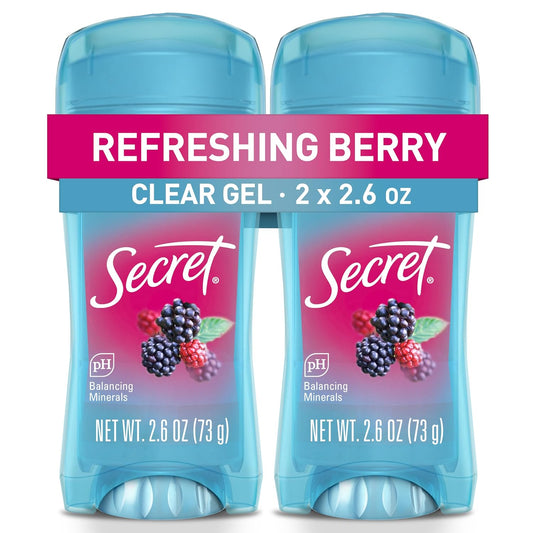Secret_Fresh_Antiperspirant_Deodorant_for_Women,_72hr_Breathable_Sweat_&_Odor_Protection,_Instant_Freshness_&_Gentle,_PH_Balancing_Minerals,_Clear_Gel,_Refreshing_Berry_Scent,_2.6_oz_(Pack_of_2)