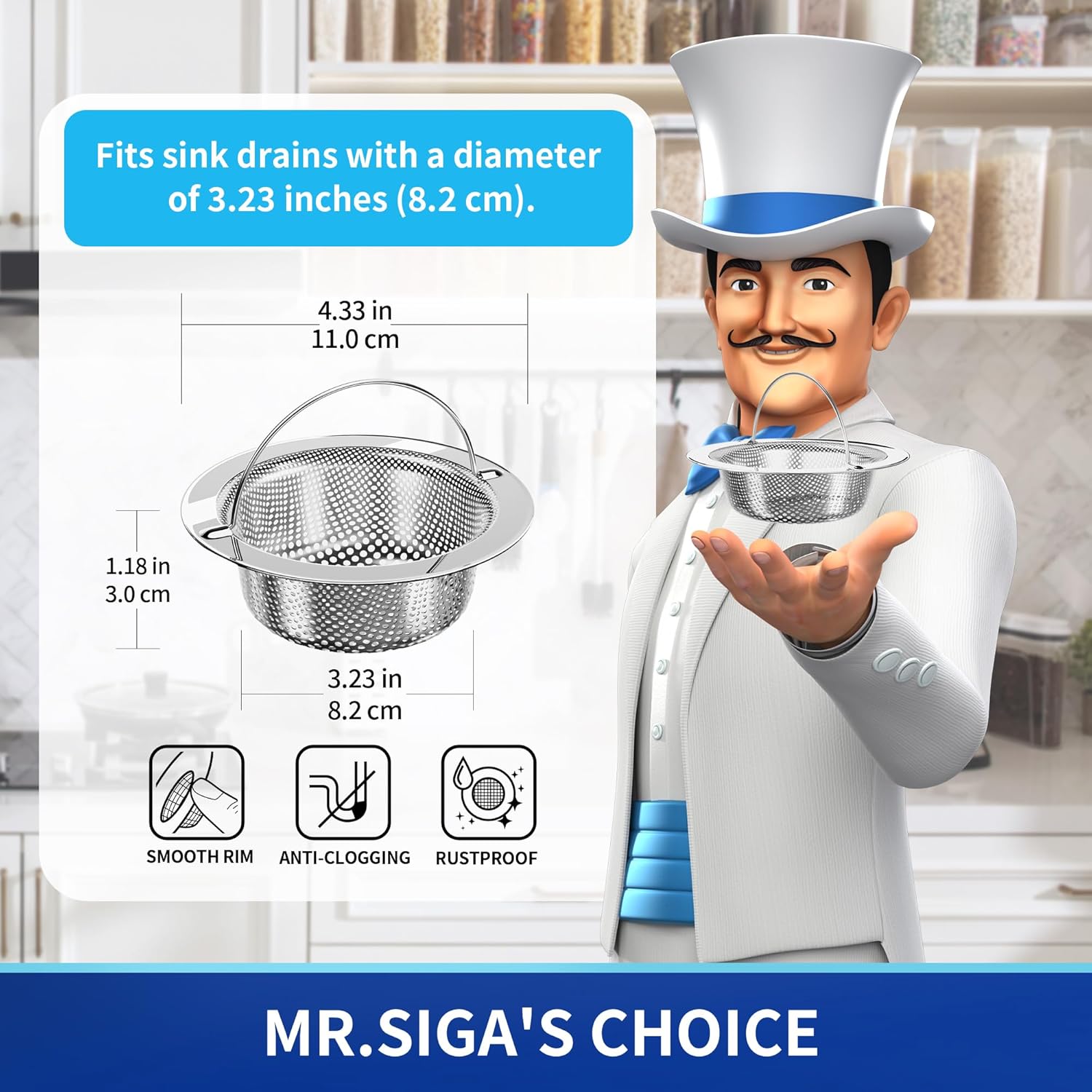 MR.SIGA_Kitchen_Sink_Strainer,_Stainless_Steel_Sink_Drain_Strainer,_Dishwasher_Safe,_2_Pack