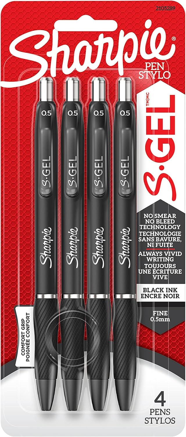 Sharpie_S-Gel,_Gel_Pens,_Fine_Point_(0.5mm),_Black_Ink_Gel_Pen,_4_Count