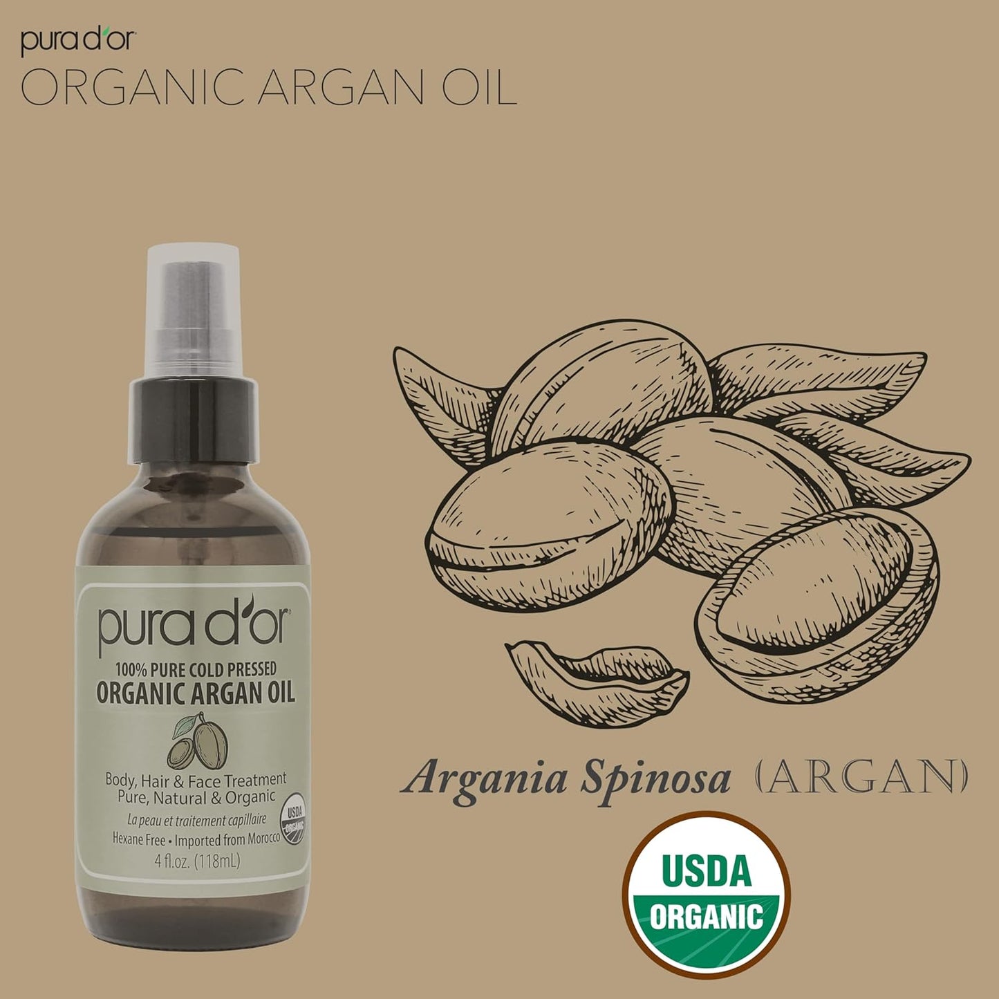 PURA_D'OR_4_Oz_Organic_Moroccan_Argan_Oil_–_100%_Pure_Cold-Pressed_Virgin_Grade_–_Lightweight_Moisturizer_for_Skin,_Face,_Body_&_Hair_Relaxer_–_Helps_Dry_Skin,_Scalp_Care,_Split_Ends,_Nails_&_Cuticles