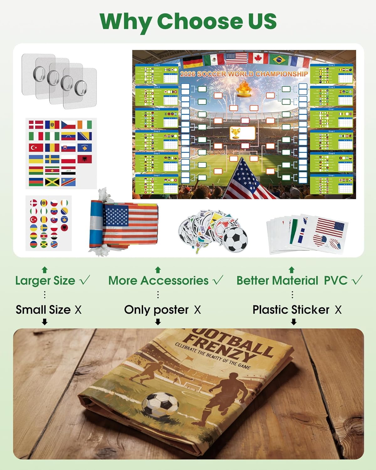 GAMSOD_2026_World_Cup_Schedule_Poster_–_39x59_Inches_Tournament_Bracket_Wall_Chart_with_Reusable_National_Flags_Sticker&_Hooks,_DIY_Predict_Game_Results,_Great_Soccer_Fan_Gift_for_Game_Day_Party