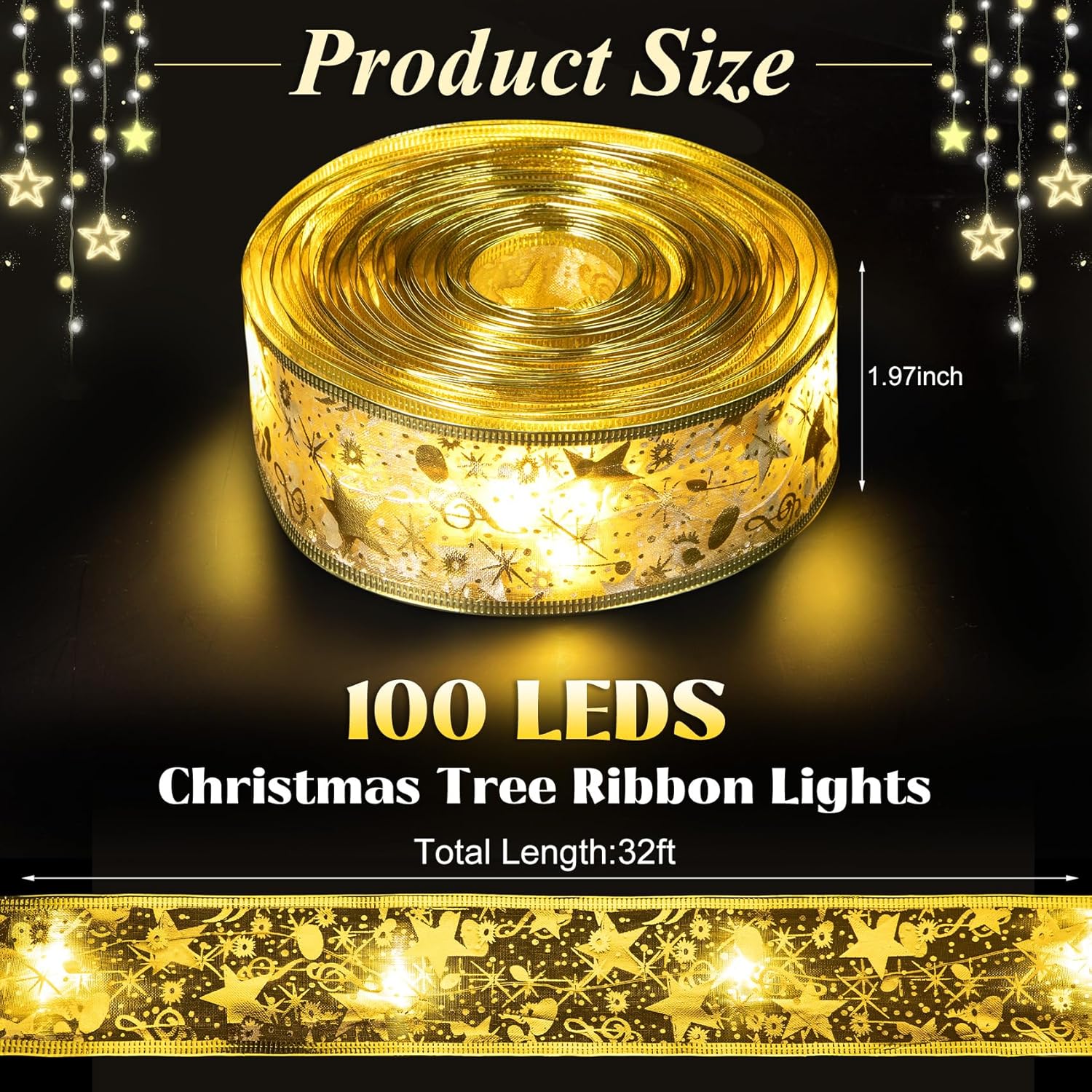 Ouddy_Life_32ft_Christmas_Ribbon_Fairy_Lights,_100_LED_Lights_Gold_Ribbon_for_Christmas_Tree_Wired_Double_Layer_Mesh,_Outdoor_Indoor_New_Year_Holiday_Christmas_Tree_Decorations_Wrapping_Xmas_Garland