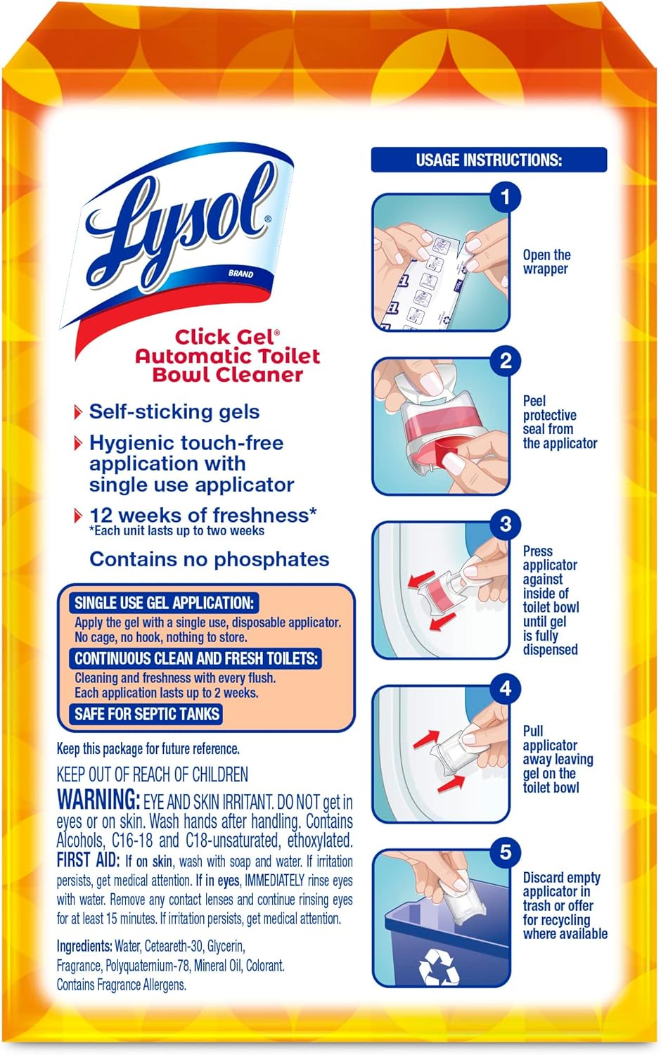 Lysol_Click_Gel_Automatic_Toilet_Bowl_Cleaner,_Toilet_Gel_Stamp,_Toilet_Freshener,_Bathroom_Essentials,_Refreshing_Mango_&_Hibiscus_Scent,_6_Count_(Pack_of_1)