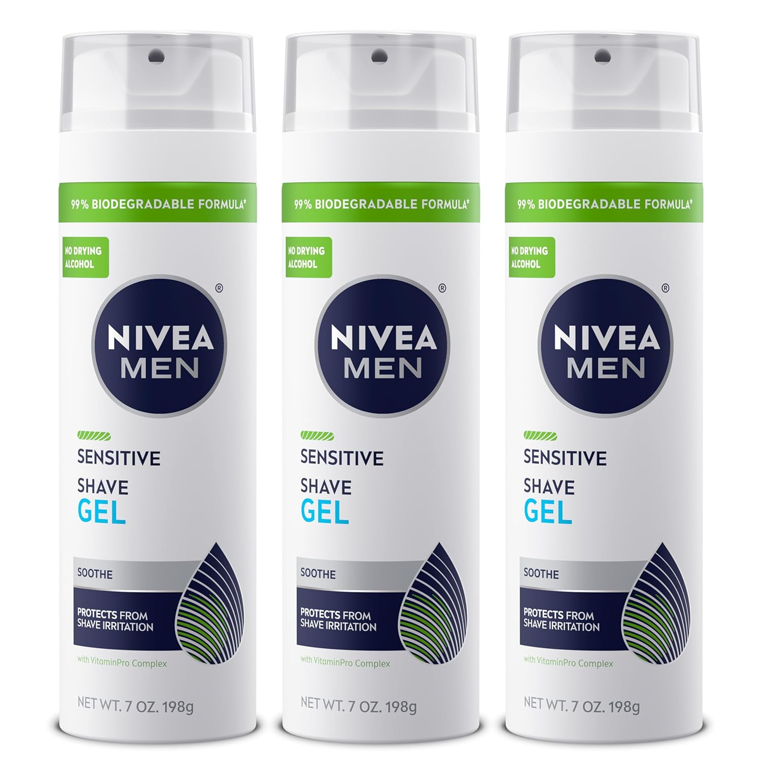 NIVEA_MEN_Sensitive_Shave_Gel,_Shaving_Gel_for_Men_with_Sensitive_Skin,_Enriched_with_VitaminPro_Complex,_7_Oz_Can,_Pack_of_3