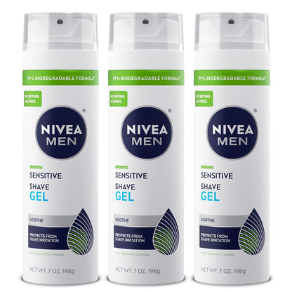 NIVEA_MEN_Sensitive_Shave_Gel,_Shaving_Gel_for_Men_with_Sensitive_Skin,_Enriched_with_VitaminPro_Complex,_7_Oz_Can,_Pack_of_3