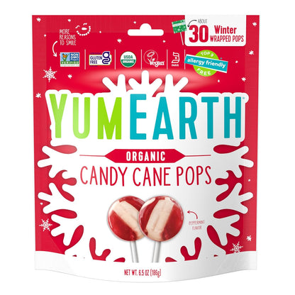 YumEarth_Organic_Candy_Cane_Lollipops_-_Individually_Wrapped_Peppermint_Pops_-_Dye_Free,_Allergy_Friendly,_Non_GMO,_Gluten_Free,_Vegan_-_30_Count_(Pack_of_1)
