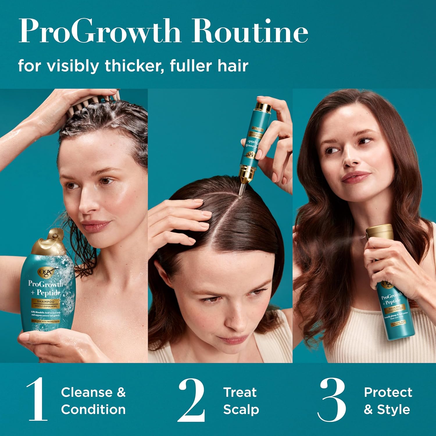 OGX_ProGrowth_+_Peptide_Clarifying_Shampoo,_Gentle_Exfoliating_Scalp_Shampoo_Supports_Natural_Hair_Growth_by_Removing_Scalp_Build-Up,_1.5%_Mandelic_Acid,_13_fl._oz