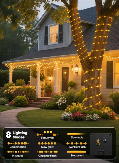 Brightown_Solar_Rope_Lights,_39FT_100LED_Outdoor_Solar_String_Lights,_IP65_Waterproof_Solar_Powered_Fairy_Lights_with_8_Lighting_Modes_for_Party_Garden_Yard_Home_Holiday_Tree_Decoration,_Warm_White