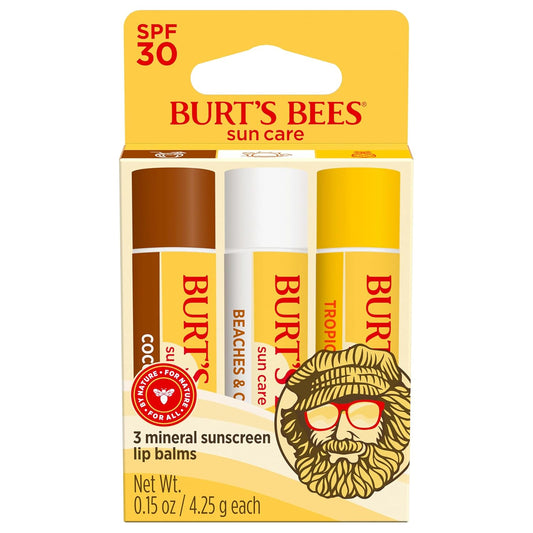 Burt’s_Bees_SPF_30_Lip_Balm,_Island_Getaway_-_Coco_Loco,_Beaches_&_Cream,_Tropic_Like_It's_Hot,_Water-Resistant_Sun_Care,_Natural_Origin_Lip_Treatment,_3_Tubes,_0.15_oz