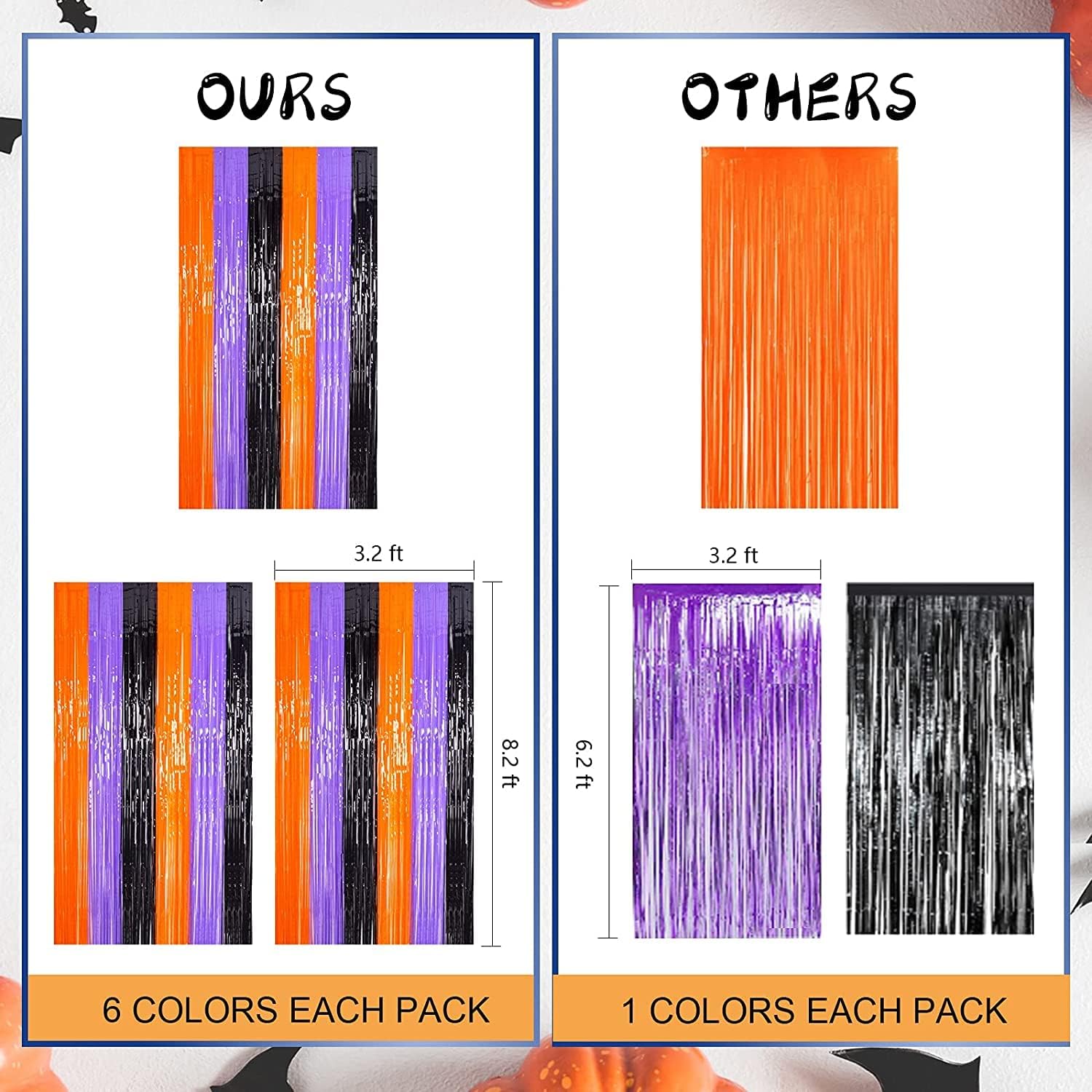 LOLStar_3_Pack_Orange_Purple_Black_Photo_Booth_Props,3.3_X_6.6_ft_Halloween_Foil_Fringe_Curtains,Halloween_Party_Photo_Backdrop_Streamer_Backdrop_for_Birthday_Anniversary_Halloween_Party_Decoration