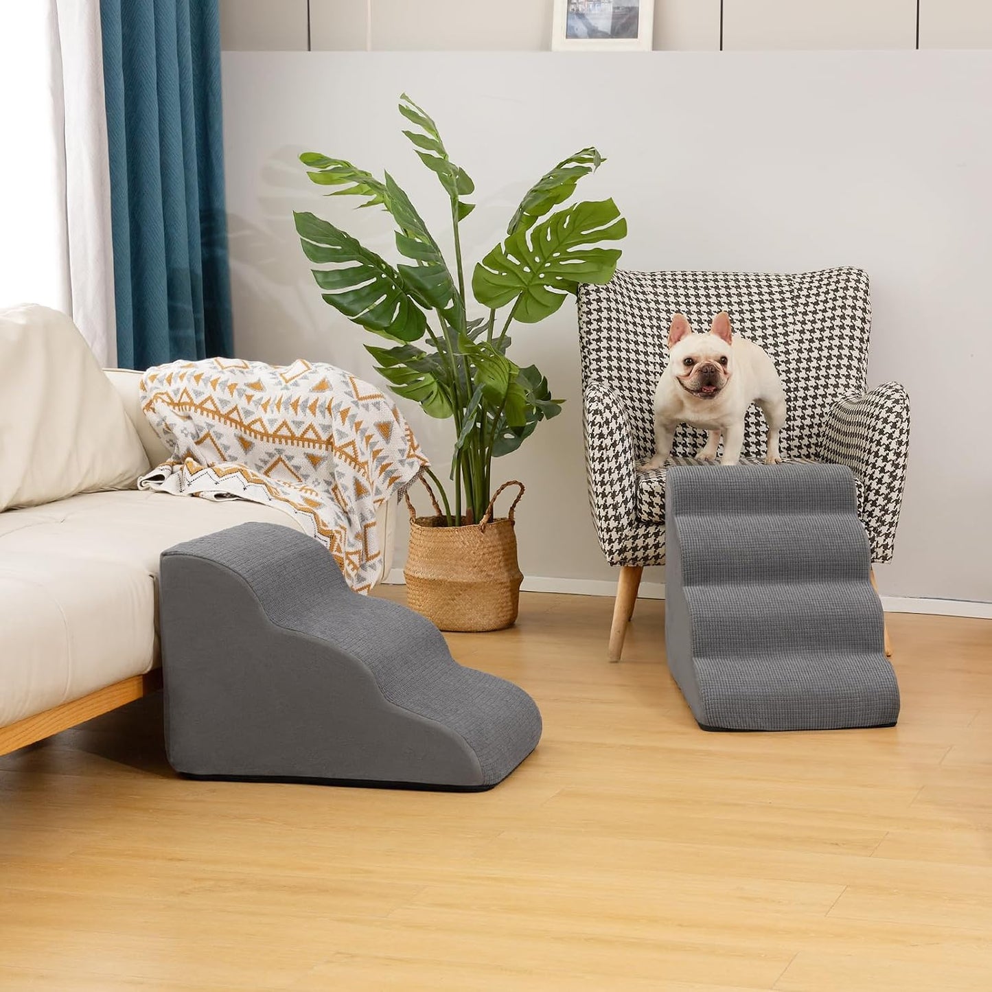 Aodisman_3-Step_Dog_Ramp_and_Stairs_for_Sofa_and_Chair_-_Non-Slip_Sturdy_Pet_Steps_for_Small_Dogs_and_Cats,15.7"_H,Grey