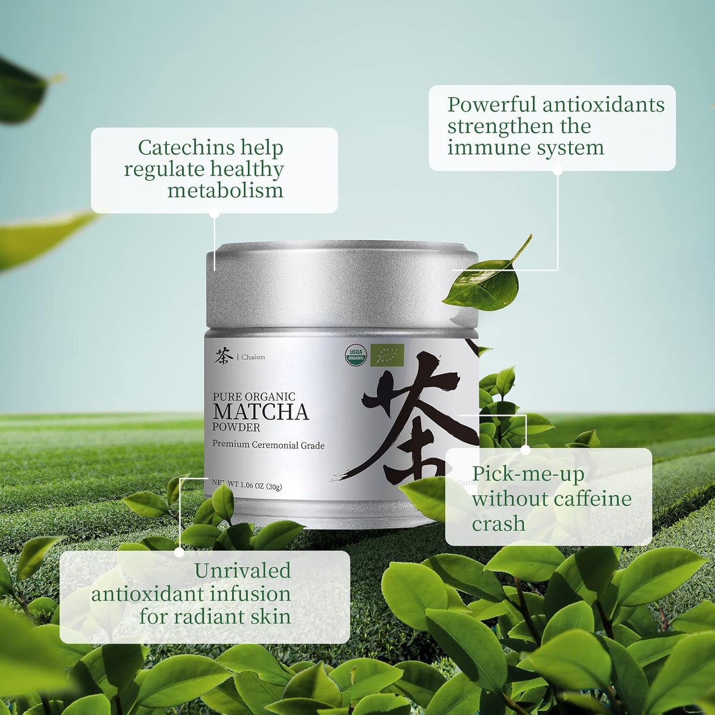 Chaism_Ceremonial_Grade_Matcha_Green_Tea_Powder_-_Premium_First_Harvest_USDA_Organic_Gluten-Free_Vegan,_100%_Pure_Unsweetened_No_Additives,_1.06oz_Tin