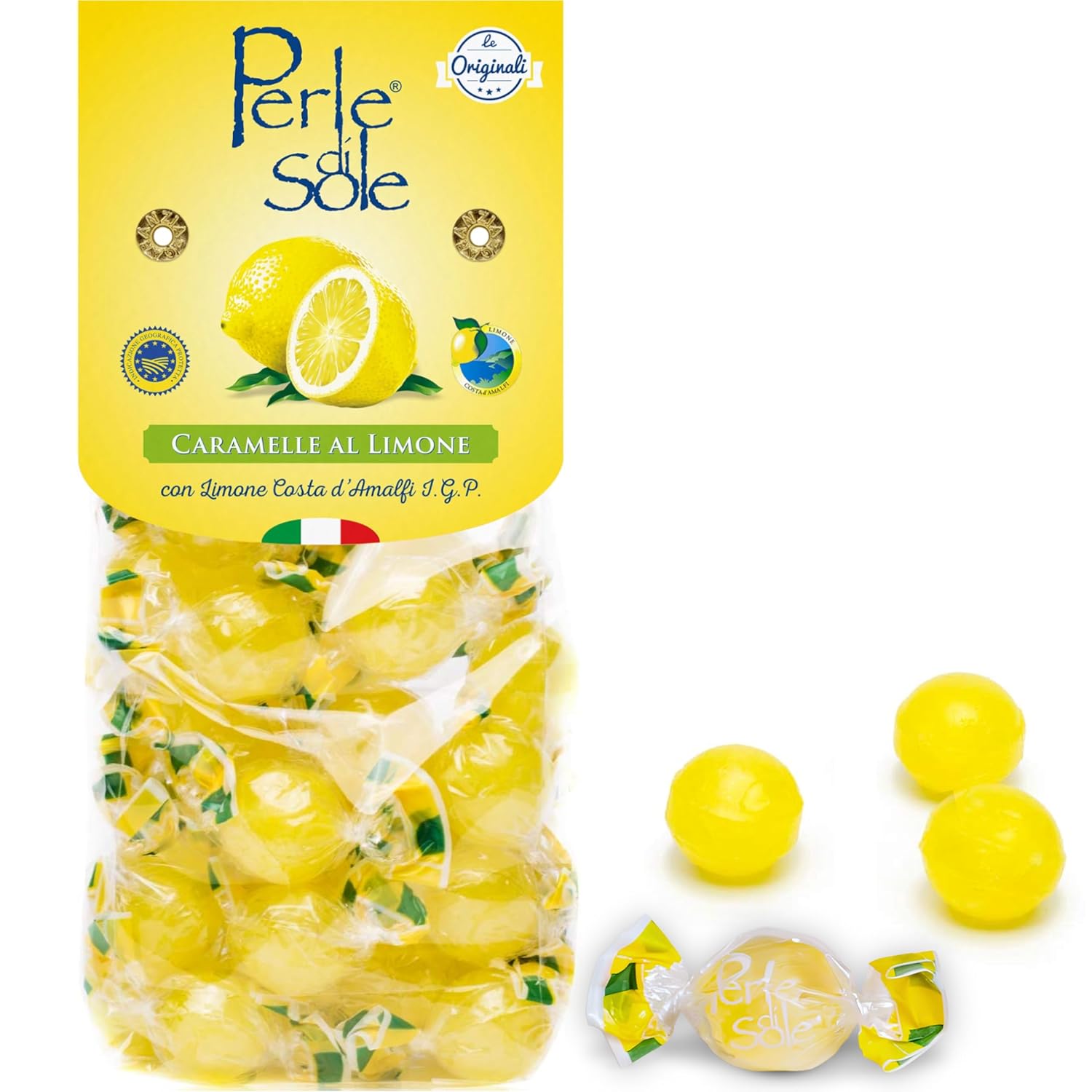 Perle_di_Sole_Italian_Lemon_Drops_Hard_Candy_Individually_Wrapped_(7.05_oz)_Made_with_Essential_Oils_of_Amalfi_Coast_P.G.I._Lemon_-_Italian_Imported_Gifts_From_Italy