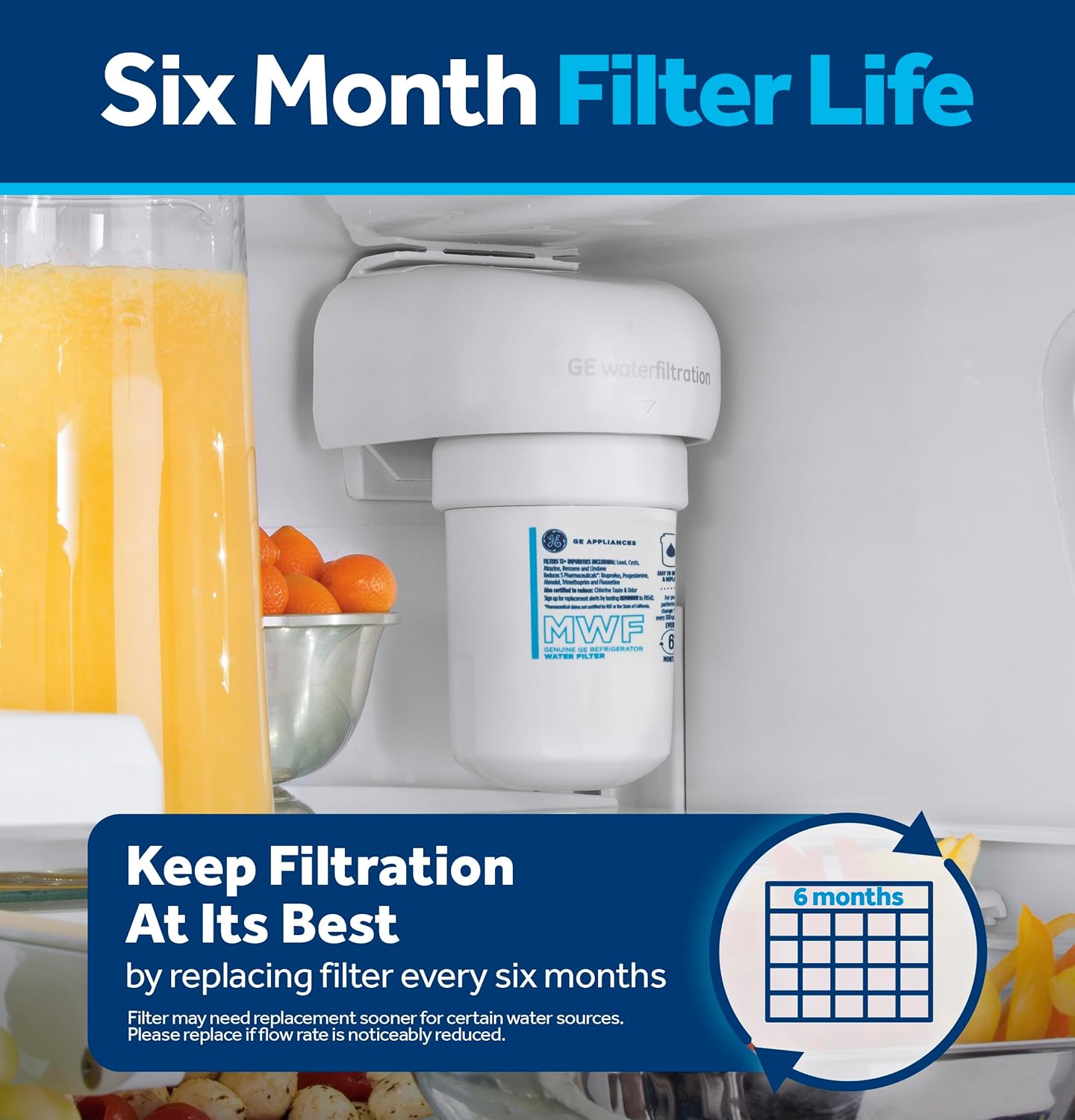 GE_MWF_Refrigerator_Water_Filter,_Genuine_Replacement_Filter,_Certified_to_Reduce_Lead,_Sulfur,_and_50+_Other_Impurities,_Replace_Every_6_Months_for_Best_Results,_Pack_of_1
