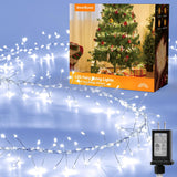 Flowing Fairy Lights Plug in with 14 Modes, 10FT 388LED Twinkle Firecrackers String Lights Indoor Waterproof, Christmas Tree Cluster Lights for Bedroom Garland Christmas Decor, Warm White