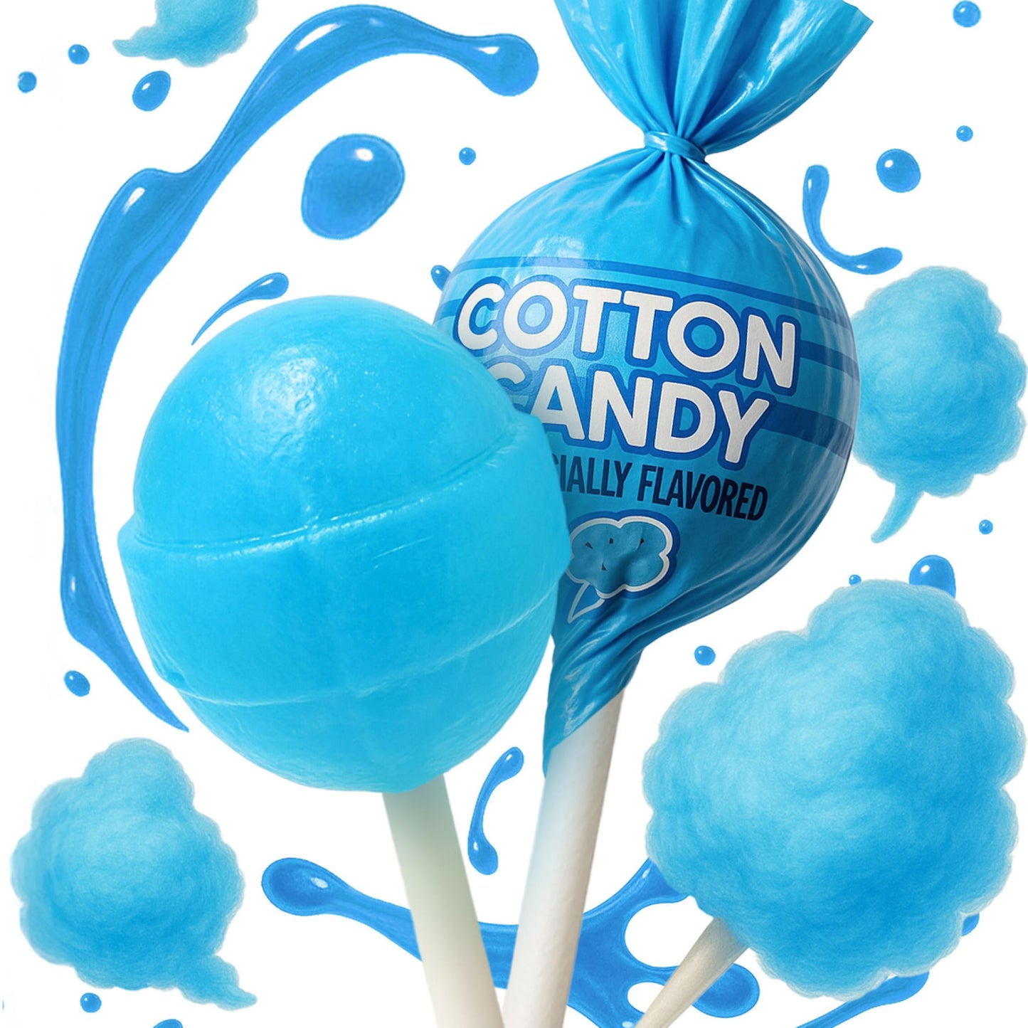 Cotton Candy Mini Lollipops – 65 Count Bulk Candy Pack, Individually Wrapped – Sweet Blue Suckers for Kids, Parties, Birthdays, Events & Parades