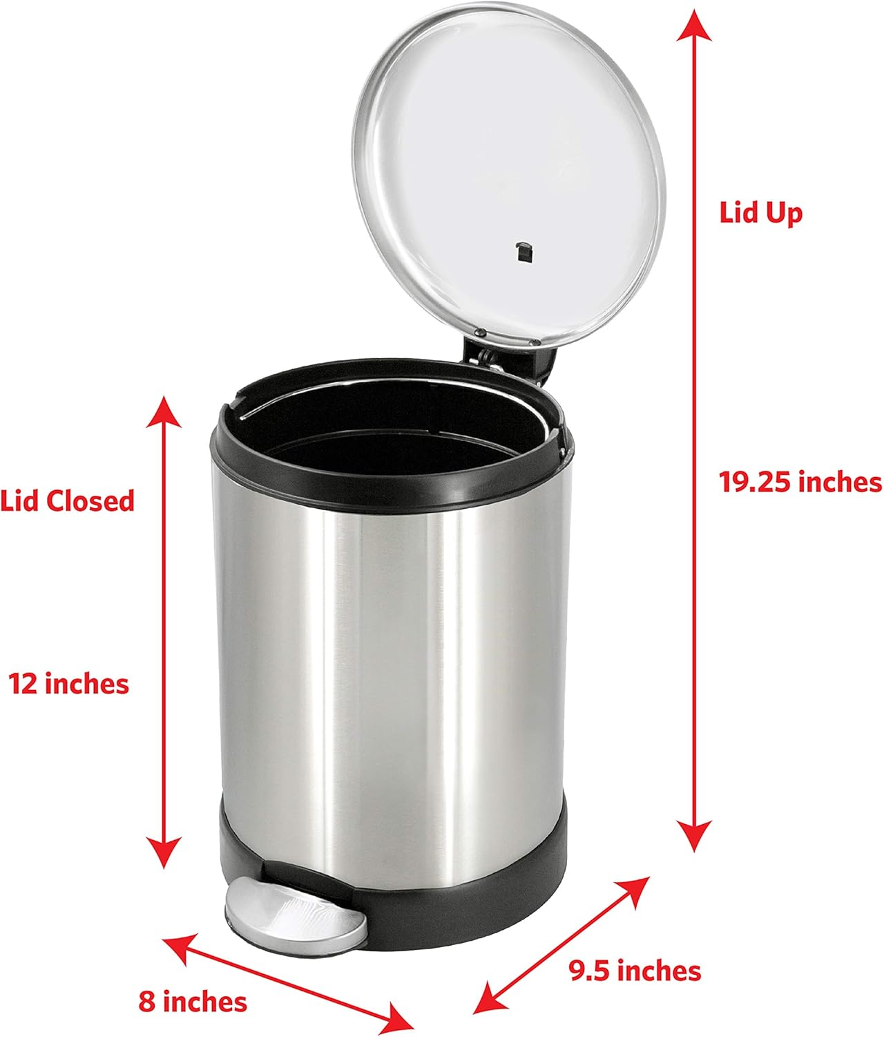 Glad_Small_Trash_Can,_1.2_Gallon_|_Round_Stainless_Steel_Garbage_Bin_with_Soft_Close_Lid_&_Step_Foot_Pedal_|_Metal_Waste_Basket_with_Removable_Inner_Bucket,_Stainless,_8_x_9.5_x_12_inches