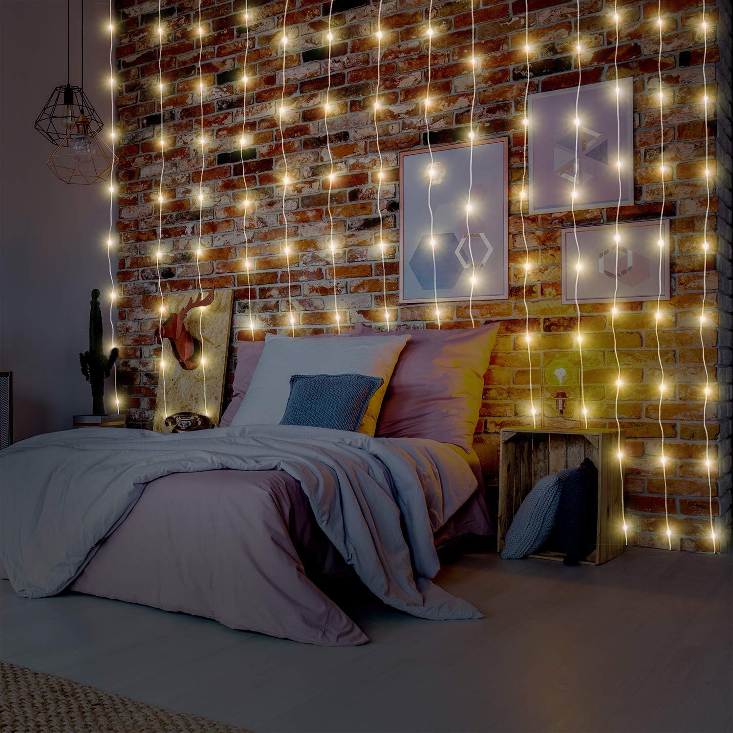 YEOLEH_String_Lights_Curtain,7.9_x_5.9Ft_144LEDs_USB_Powered_Fairy_Lights_for_Bedroom_Wall_Decor,8_Modes_&_IP64_Waterproof_Ideal_for_Outdoor_Indoor_Home_Garden_Party_Holiday_Halloween_Room,Warm_White