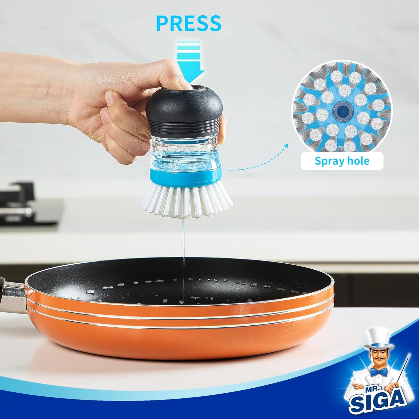 MR.SIGA_Soap_Dispensing_Palm_Brush,_Kitchen_Brush_for_Dish_Pot_Pan_Sink_Cleaning,_Pack_of_1,_Navy/Blue