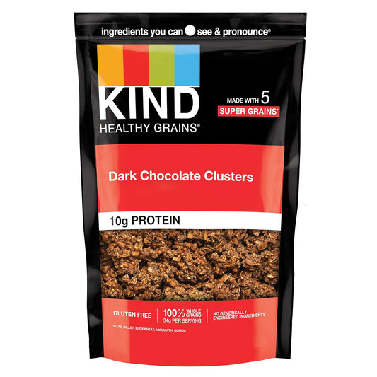 KIND_Healthy_Grains_Granola,_Dark_Chocolate_Clusters,_Healthy_Snacks,_Gluten_Free,_100%_Whole_Grains,_10g_Protein,_11oz,_1_Count