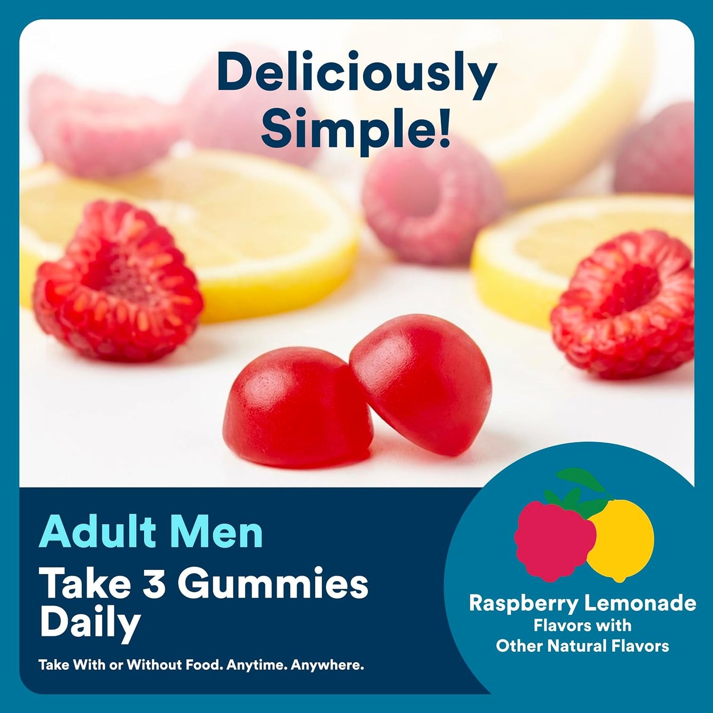 SmartyPants_Men's_Multivitamin_Gummies_with_Omega_3_DHA/EPA,_Methylfolate,_Vitamin_D3,_C,_B12,_B6,_A,_K,_Zinc,_Raspberry_Lemonade_Flavor,_90_Count_(30_Day_Supply)