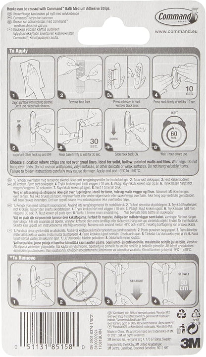 Command_Designer_Bath_Hooks,_Medium,_White,_2-Hooks_with_Water-Resistant_Strips_(17081B-ES),_Organize_Your_Dorm