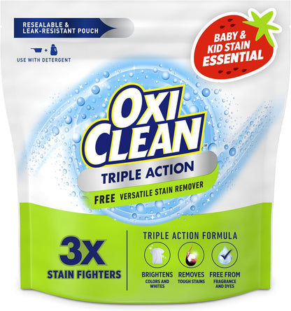 OxiClean_Triple_Action_Free_Versatile_Stain_Remover_Powder,_Use_with_Detergent,_No_Fragrance,_No_Dyes,_No_Chlorine,_Removes_Stains,_Brightens_Colors_and_Whites,_4_lbs