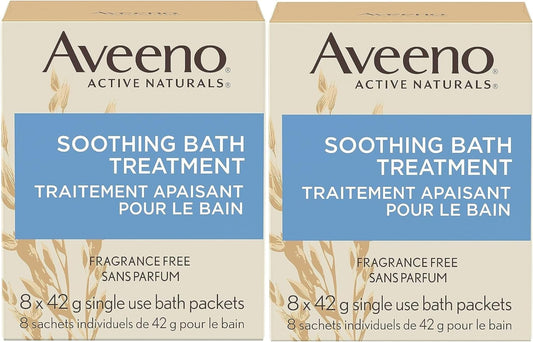 Aveeno_Fragrance_Free_Soothing_Bath_Treatment,_100%_Natural_Colloidal_Oatmeal,_Sensitive_Skin_Bath_Soak_for_Relief_of_Dry,_Itchy,_Irritated_Skin_Due_to_Eczema_&_Hives,_Bath_Packets,_8_ct._(Pack_of_2)